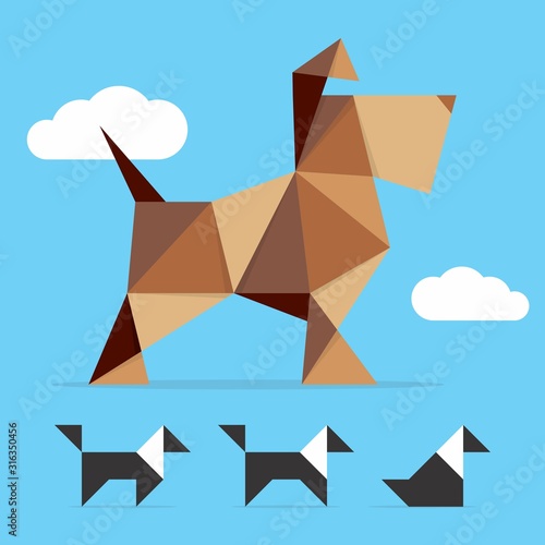 Beautiful Dog (Schnauzer) Vector Illustration. Pet Shop Symbol Logo. Animal icon Polygonal illustration. Elegant Identity Concept Design Idea Template (Branding). 