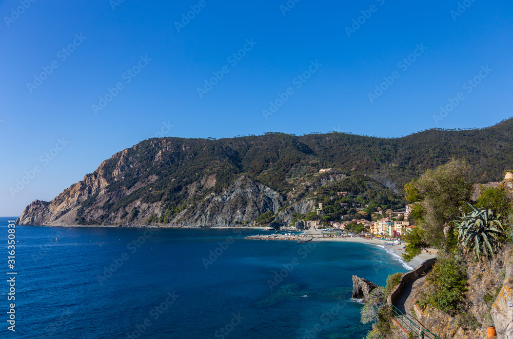 Cinque Terre Nature Reserve and small towns with vibrant colorful houses in La Spezia, Italy