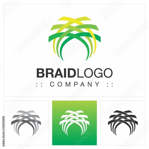 Braid (Fiber, Fabric, Loom, Net, Network) Vector Symbol Company Logo (Logotype). Connect, Handcraft, Crossing, Line Style Icon Illustration. Elegant Modern Identity Concept Design Idea Brand Template.