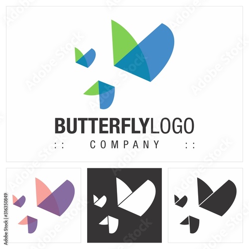 Butterfly (Insect) Vector Symbol Company Logo (Logotype). Freedom, Light, Flying, Transformation, Metamorphosis Style Icon Illustration. Elegant Modern Identity Concept Design Idea Brand Template.