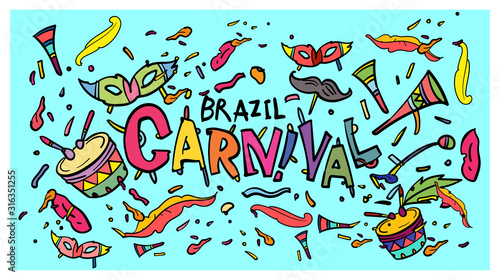 vector doodle illustration of mardi gras. Greeting card, banner, website, promotion, social media story,  and advertisement.