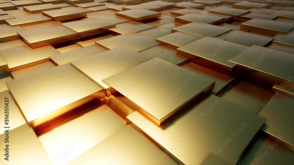 Gold boxes in 3d style. Shelf product display. Store display. Luxury ...