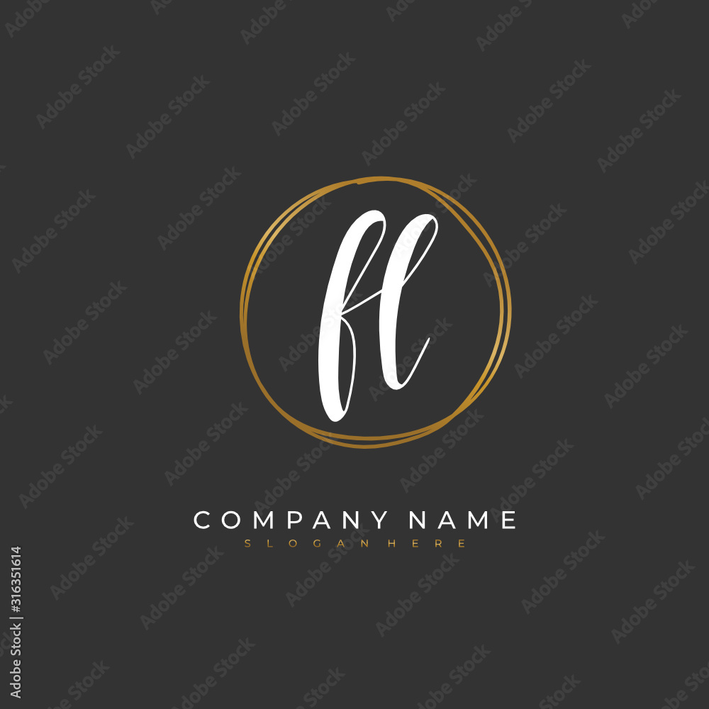Handwritten initial letter F L FL for identity and logo. Vector logo template with handwriting and signature style. Handwritten initial letter F L FL for identity and logo. Vector logo template with handwriting and signature style.