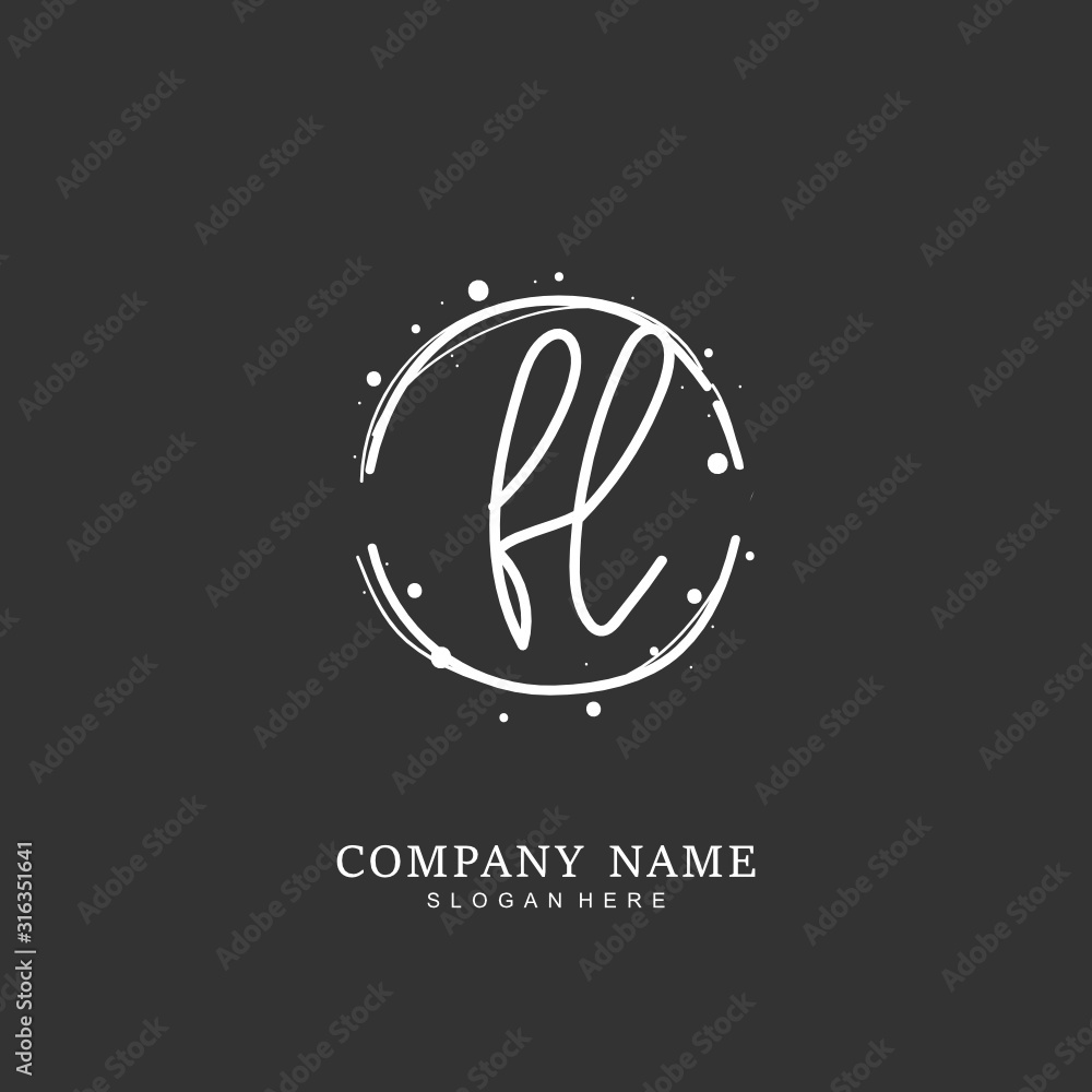 Handwritten initial letter F L FL for identity and logo. Vector logo template with handwriting and signature style. Handwritten initial letter F L FL for identity and logo. Vector logo template with handwriting and signature style.