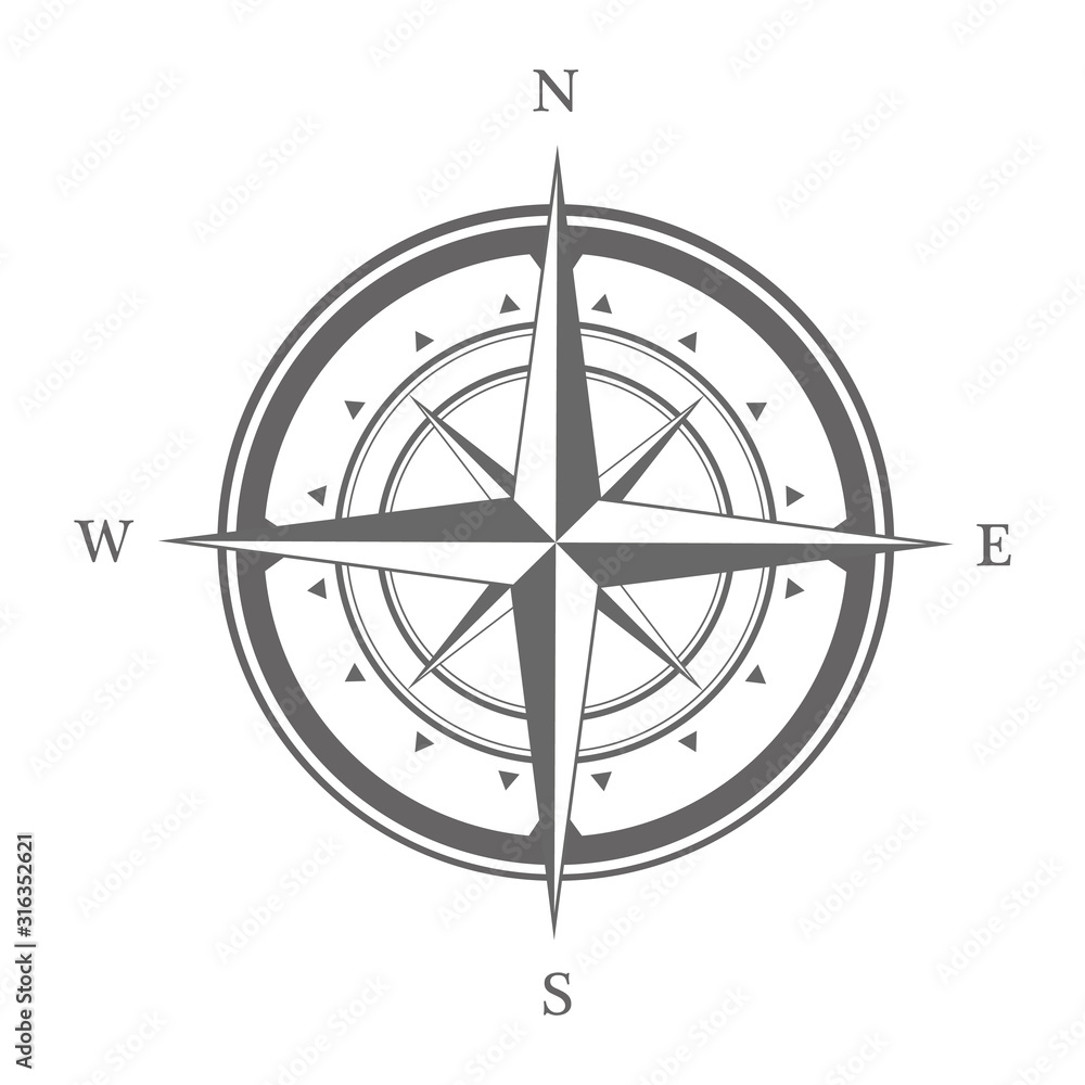 Compass icon isolated on a white background. Travel symbol