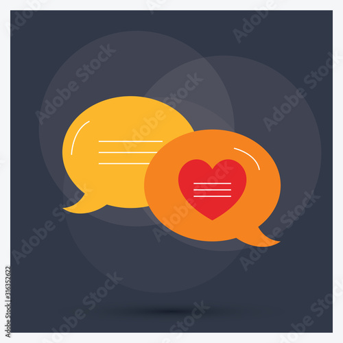  Speech bubble with heart line icon