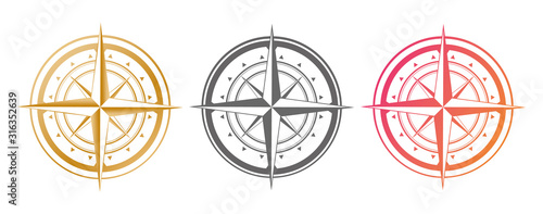 Set compass icon isolated on a white background. Travel symbol photo