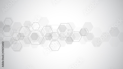 Hexagons pattern. Geometric abstract background with simple hexagonal elements. Medical  technology or science design.