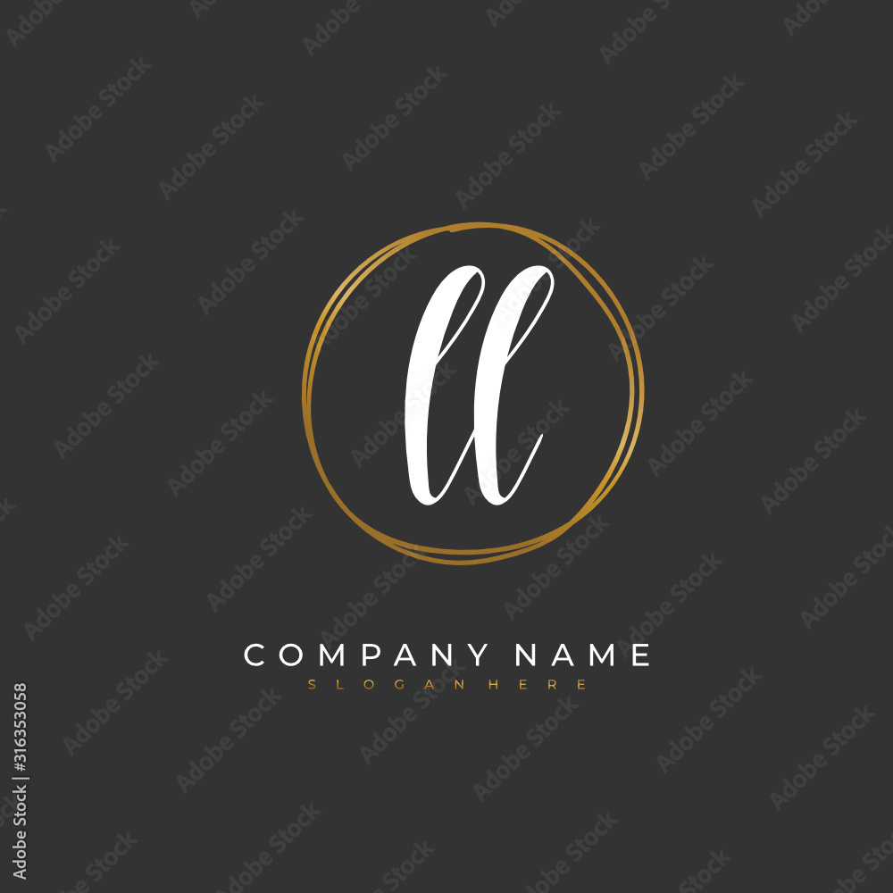 Handwritten initial letter L LL for identity and logo. Vector logo template with handwriting and signature style. Handwritten initial letter L LL for identity and logo. Vector logo template with handwriting and signature style.