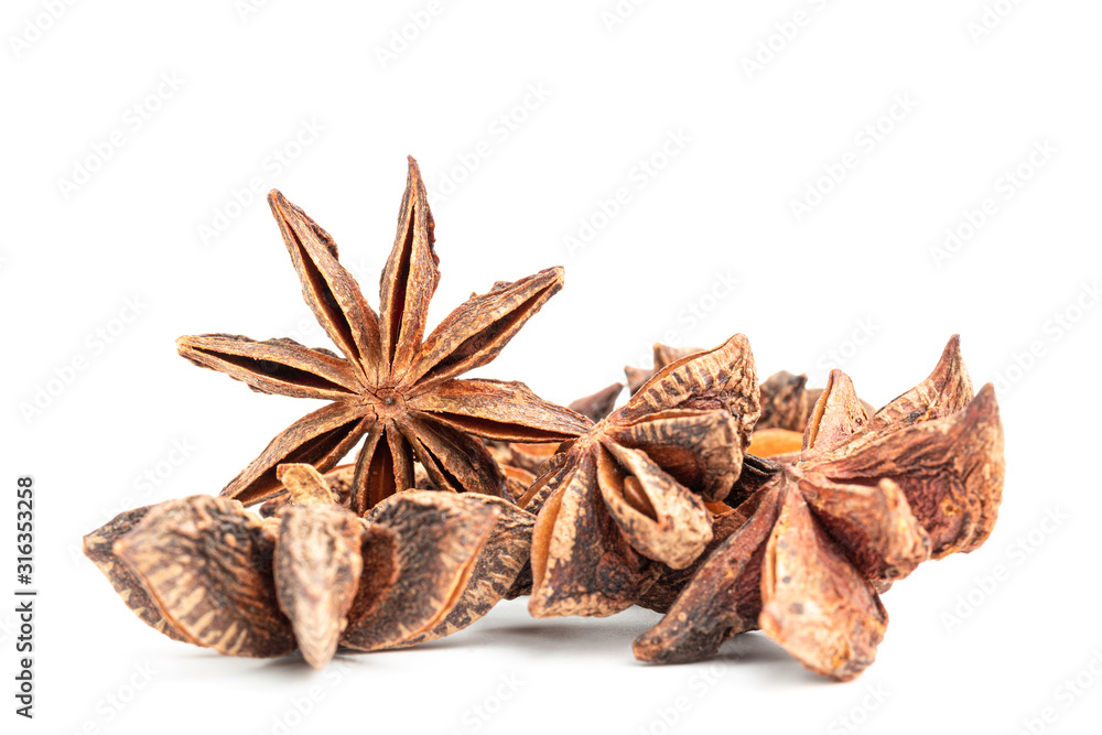 Group of star anise spice isolated on white background Group of star anise spice isolated on white background