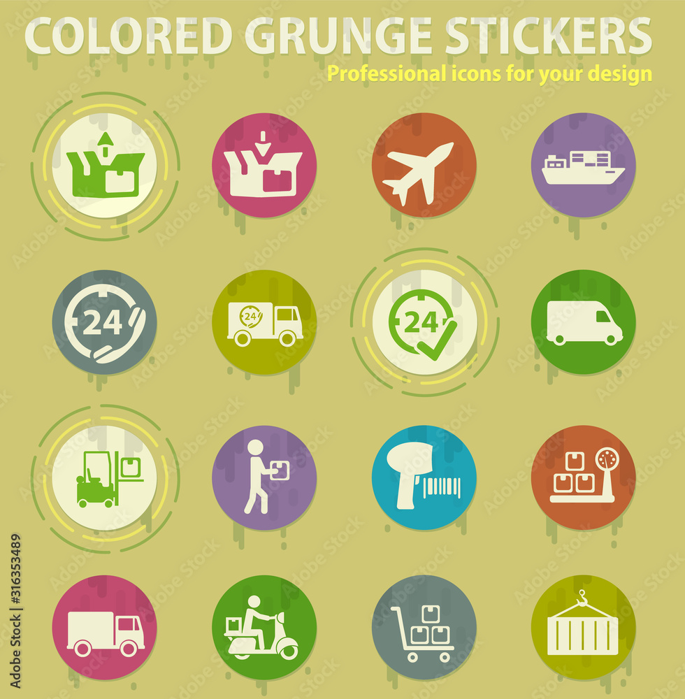 Fototapeta premium delivery service colored grunge icons