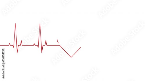 Red heartbeat and heart rate line concept. Self-drawing line and animation on white background. photo