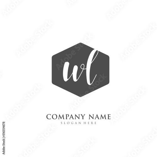  Handwritten initial letter W L WL for identity and logo. Vector logo template with handwriting and signature style.