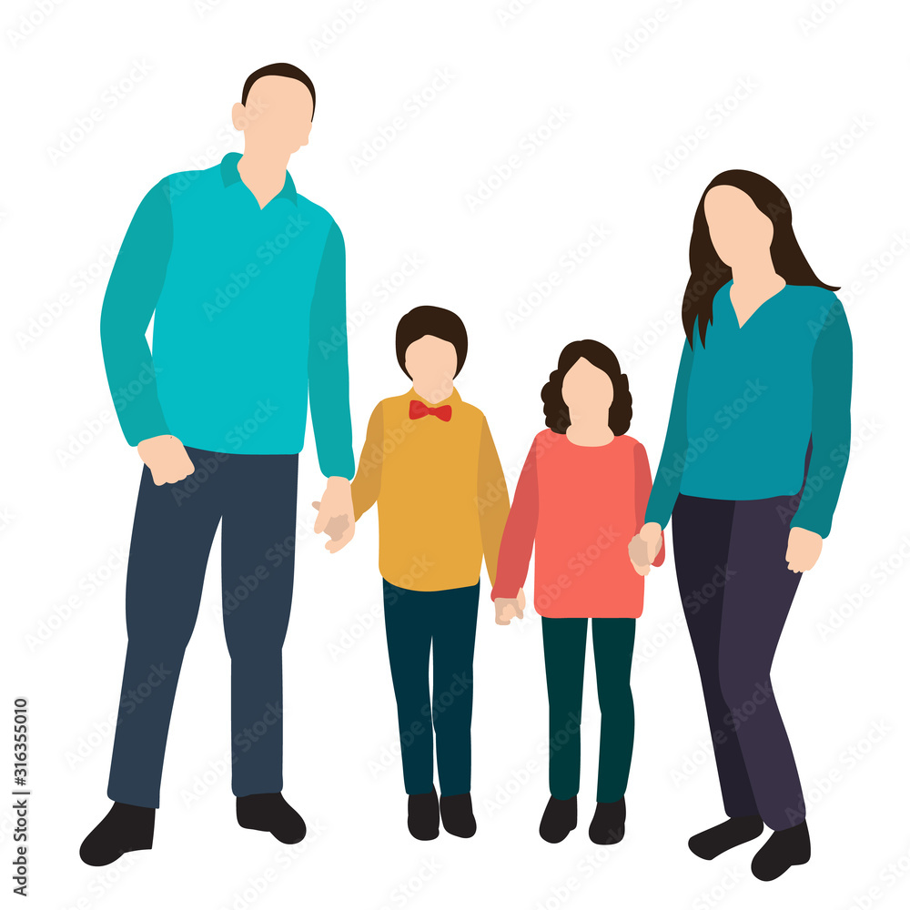 Obraz premium isolated, parents and children in a flat style