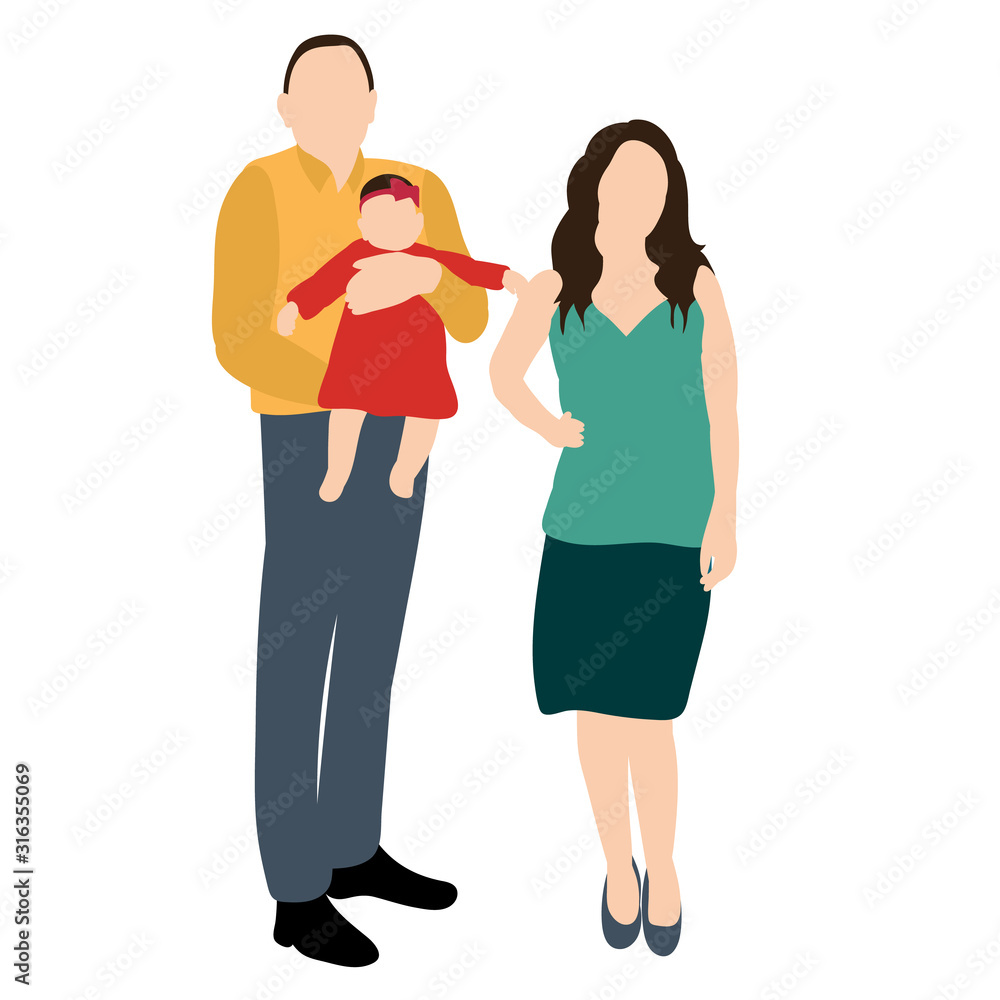 parents and children in a flat style, no face parents and children in a flat style, no face