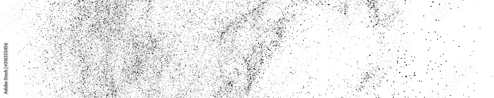 Fototapeta premium Black Grainy Texture Isolated On White. Panoramic Background. Dust Overlay. Dark Noise Granules. Wide Horizontal Long Banner For Site. Vector Illustration, EPS 10.
