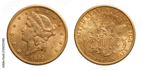 United States 20 dollars gold coin 1893