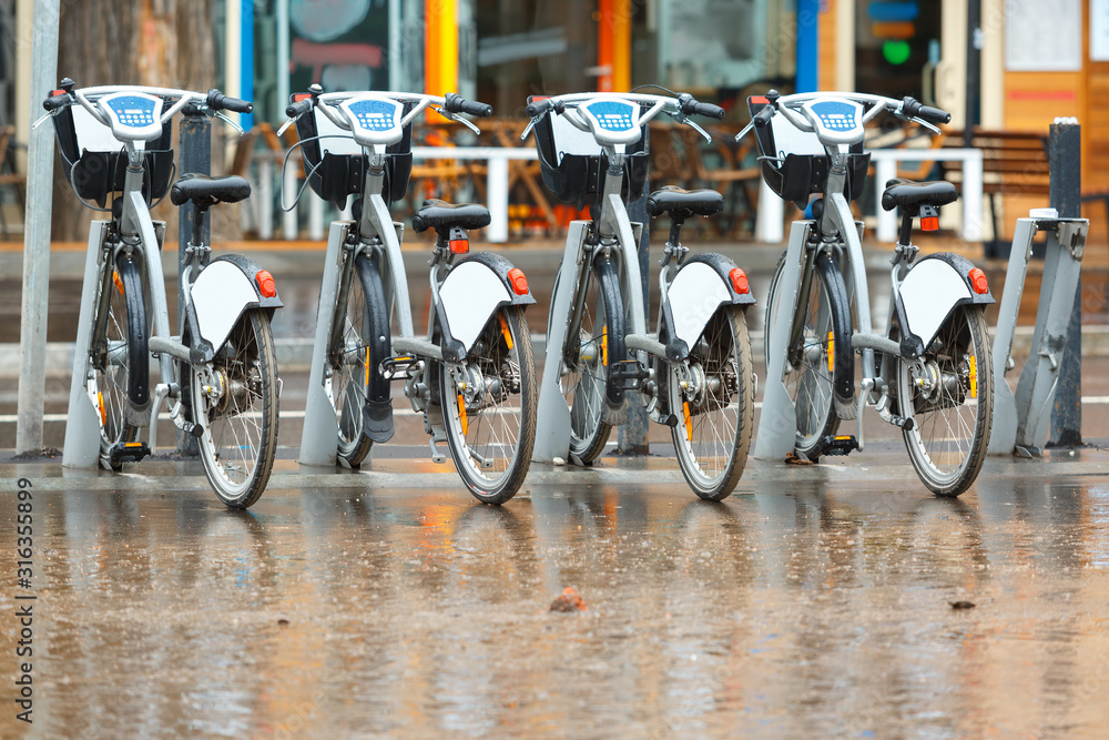 Fototapeta premium City Bicycle rental Parking