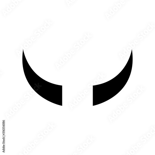 Horns icon, logo isolated on white background. Horns of the bull, goat, devil