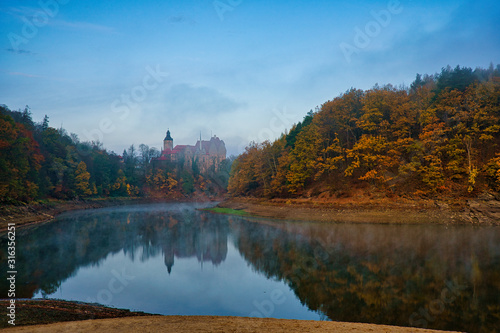 Panoramic view on Czocha Castle in autumn, Poland