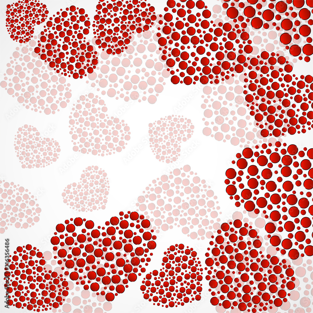 Abstract hearts of red circles. Valentine's Day symbol