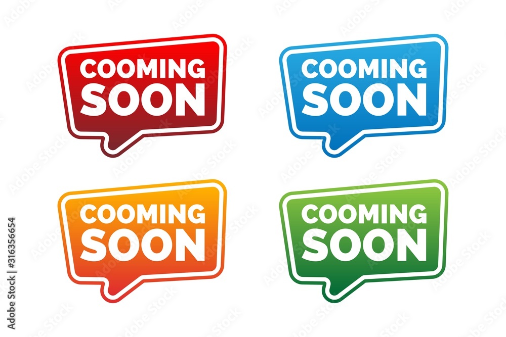 Coming soon bubble chat realistic design vector illustration, web banner design, discount card, promotion, flyer layout, ad, advertisement, printing media. Coming soon bubble chat realistic design vector illustration, web banner design, discount card, promotion, flyer layout, ad, advertisement, printing media.