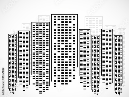 Abstract city of skyscrapers. Silhouette of megacity. Vector background