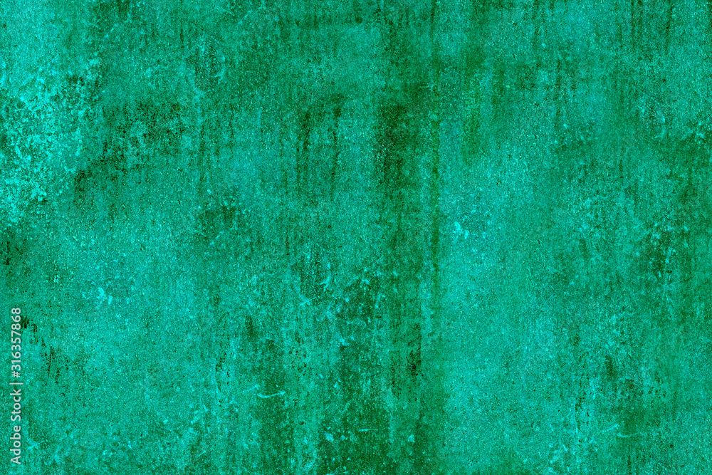 Old Green Brass Surface. Grunge Sheets Of Sea Water-colored Metal. Oxidized  Bronze Covered By Rust And Corrosion. foto de Stock