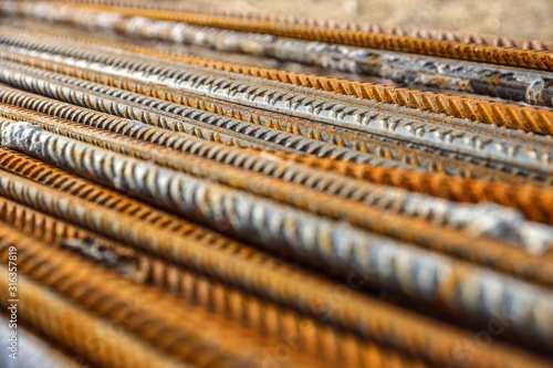 stack of metal steel pipes