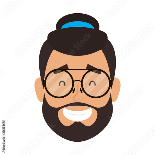 young man bearded with hat and eyeglasses