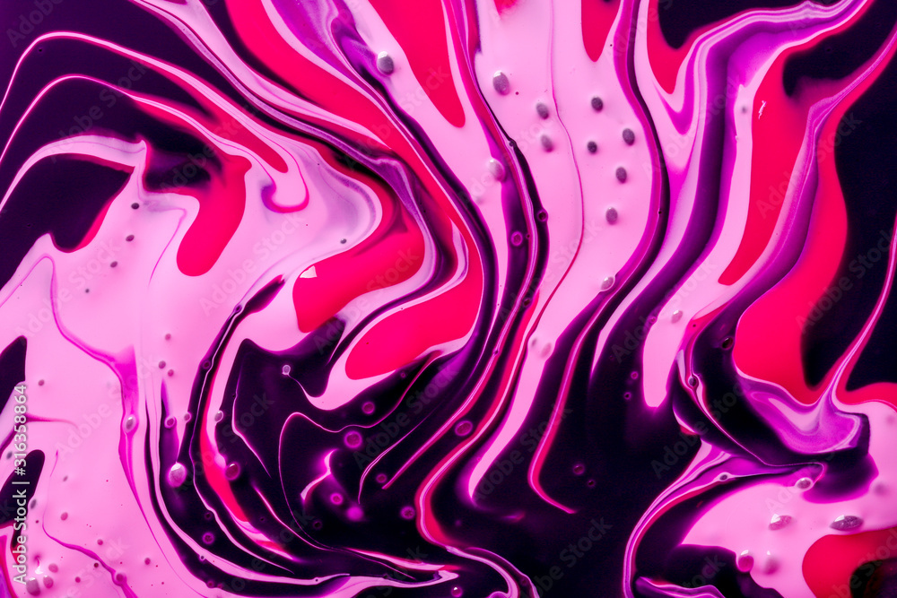 Abstract background of pink, purple and black paint swirls - obrazy, fototapety, plakaty 