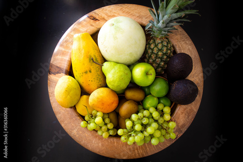 Pineapple  apple  pear  grapes  melon  honeymelon and Avocado