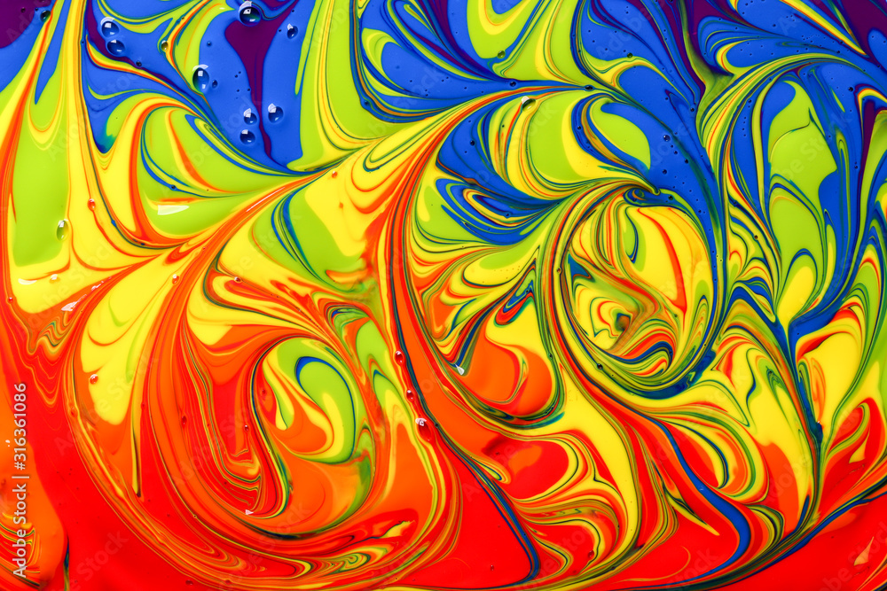 Abstract background of a rainbow of multicolored paint swirls Abstract background of a rainbow of multicolored paint swirls