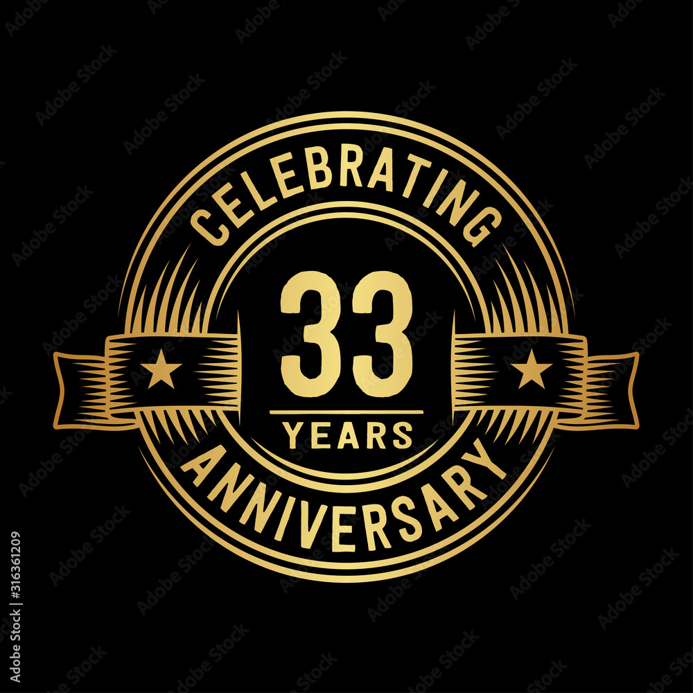 33 years anniversary celebration logotype. Vector and illustration.