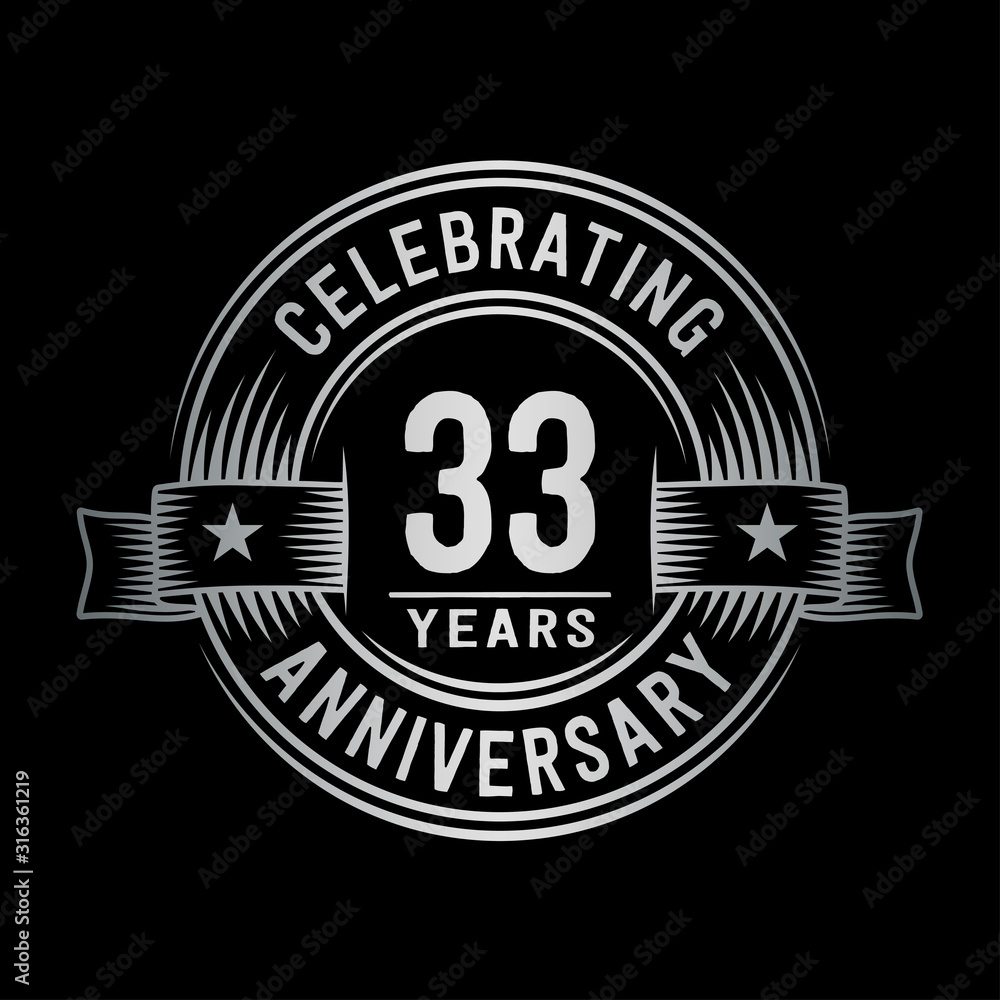 Fototapeta premium 33 years anniversary celebration logotype. Vector and illustration.