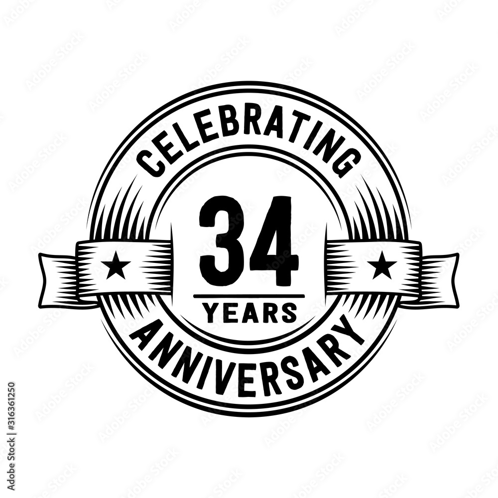 Fototapeta premium 34 years anniversary celebration logotype. Vector and illustration.