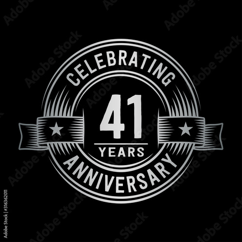 41 years anniversary celebration logotype. Vector and illustration.