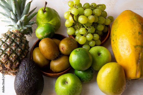 Pineapple  apple  pear  grapes  melon  honeymelon and Avocado