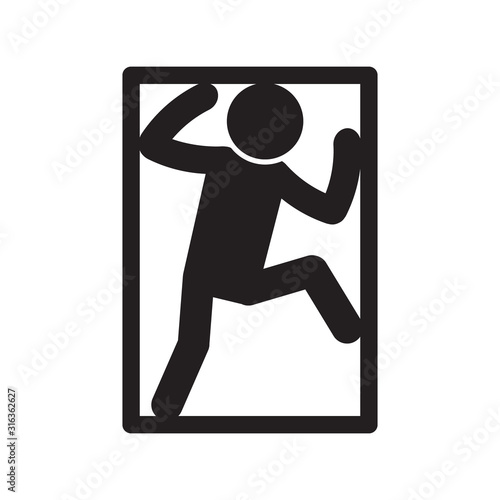 Claustrophobia icon. Fear of confined space icon. Vector.