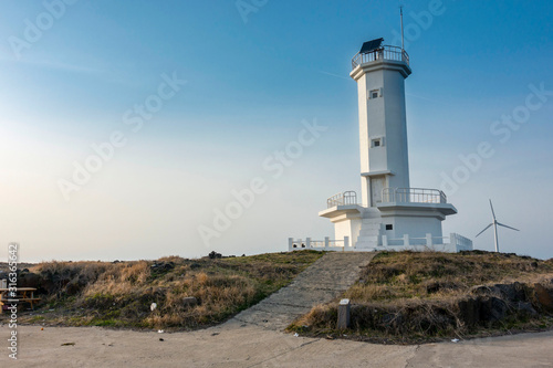 Shinchang Wind Farm Lighthouse in Jeju island