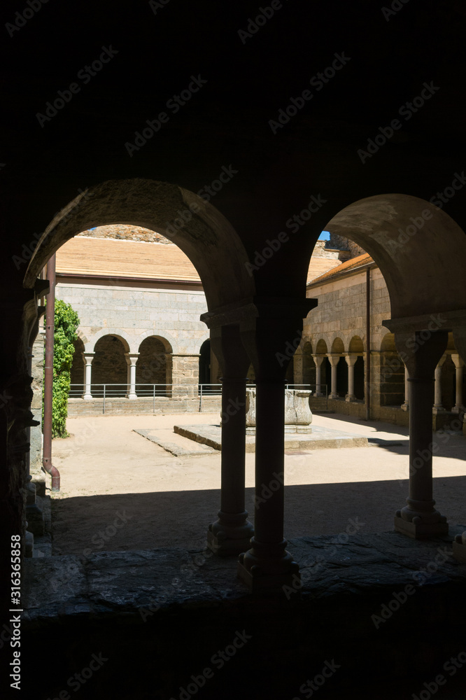Cloister of the abbey of Sant Pere de Rodes, Spain.