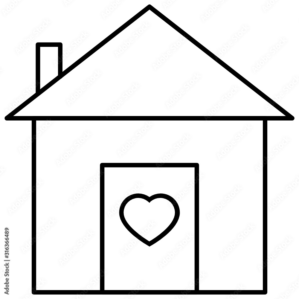 Valentine Home Concept, House building with Heart Sign, Holidays Season Gift on White Background