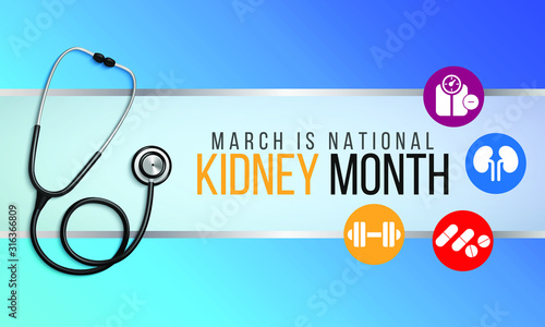 Vector illustration on the theme of National Kidney Month of March.