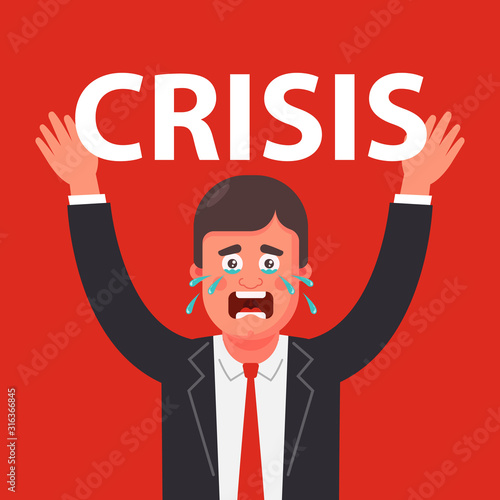 a person experiences tremendous pressure on himself because of the crisis. flat vector character inclusion.