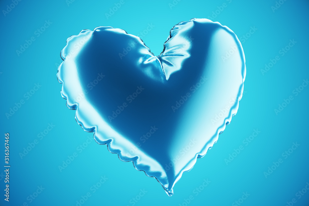 Single Air Balloons. Blue color heart shaped foil balloon against gradient background.. Love. Holiday celebration. Valentine's Day party decoration. Metallic blue colour Heart 3d render. Single Air Balloons. Blue color heart shaped foil balloon against gradient background.. Love. Holiday celebration. Valentine's Day party decoration. Metallic blue colour Heart 3d render.