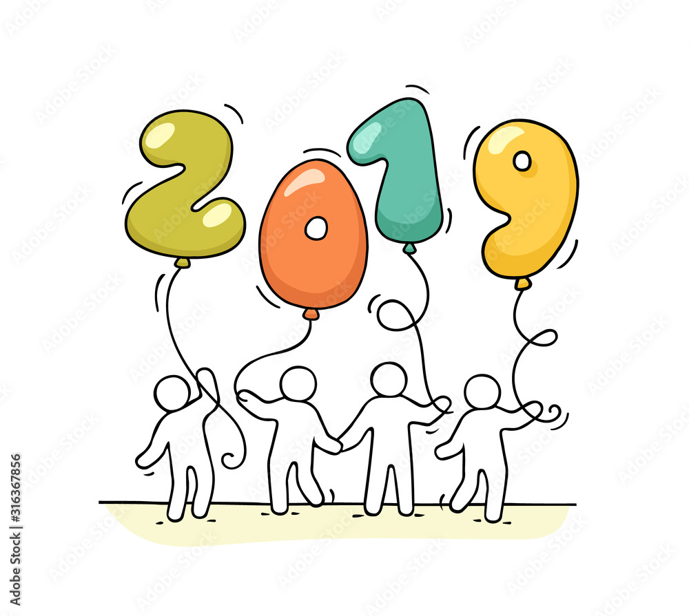 Naklejka premium 2019 Happy New Year background.
