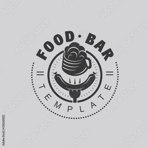 Food Bar Logo beer mug and sausage fork black color
