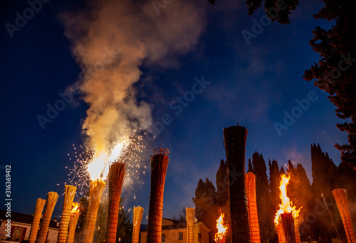 Fara Filiorum Petri, Chieti, Abruzzo, Italy, Europe - January 16 2020: The folklore festival of Farchie in Fara Filiorum Petri in Saint Anthony of Abate day. Fire ritual of pagan origins. photo