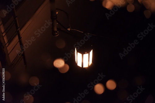 lamp on black background
