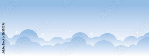 Beautiful gradient bright blue sky bottom border seamless pattern.